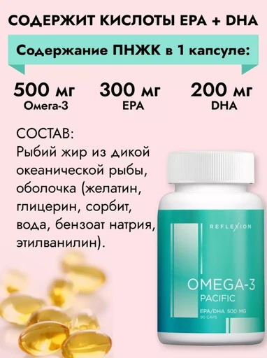 Reflexion Omega-3 Pacific EPA/DHA 500 мг 90 капс 