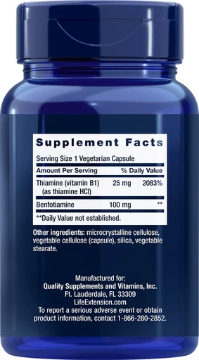LIFE EXTENSION Benfotiamine with Thiamine 100 mg 120 вег капс 