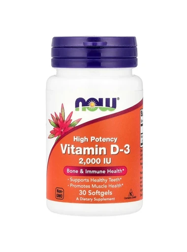NOW Vitamin D-3 2,000 IU, High Potency, 30 капсул