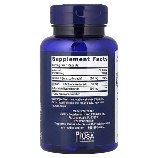 LIFE EXTENSION  Glutathione, Cysteine & C 100 capsules 