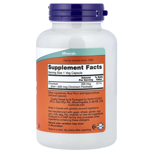 NOW Chromium Picolinate 200mcg 100 капсул 