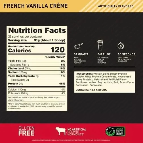 OPTIMUM NUTRITION 100% Whey Gold Standard 907 гр - френч.ванила крем 