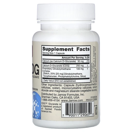 Jarrow Formulas DIM + CDG, Дииндолилметан + Д-глюкарат кальция, (30 капсул) 