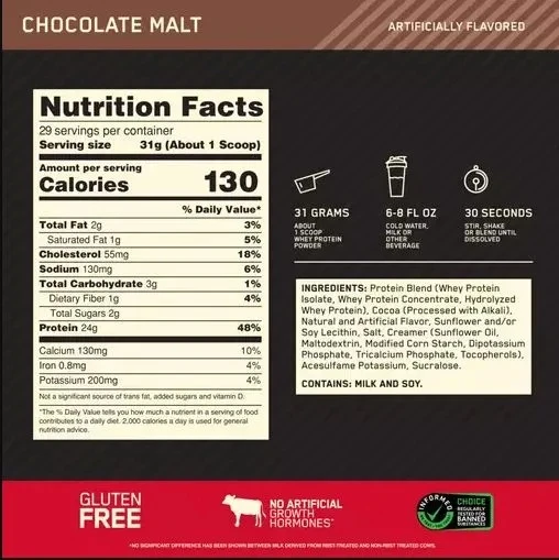 OPTIMUM NUTRITION 100% Whey Gold Standard 907 г - шоколадный солод 