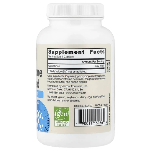 JARROW FORMULAS Glutathione Reduced 500 мг 120 вег капс Годно до 31.10.2026 