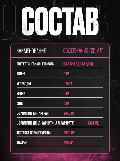 RECKFUL L-Carnitine+Guarana 4000 мг 25 мл - малина 