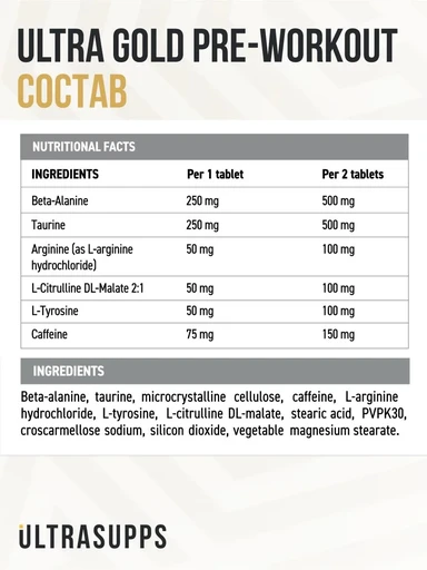 ULTRASUPPS Ultra Gold Pre Workout 90 таб Годно до 31.01.2027 