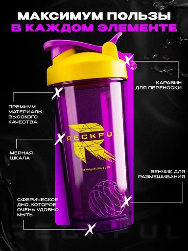 Шейкер Reckful ® Bottle PC 600ml Skeletor 