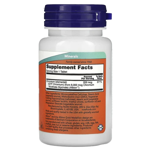 NOW GTF CHROMIUM 200mcg 100 TABS 
