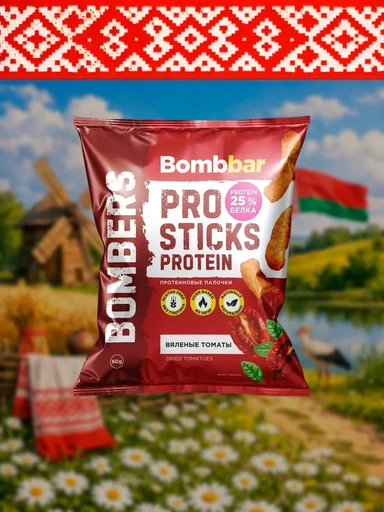 BOMBBAR Кукурузные палочки протеиновые Вяленые томаты 60 г
