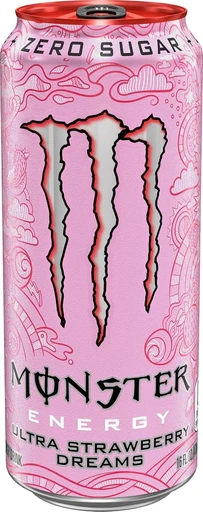 Monster Напиток энергетический Monster Ultra Strawberry Dreams (Клубника без сахара) 500мл Ирландия ж/б
