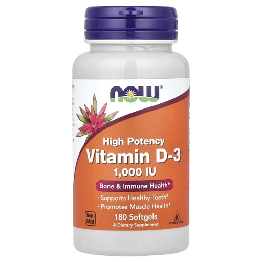 NOW Vitamin D-3 1000 IU High Potency, 180 капсул