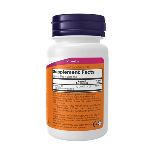 NOW Vitamin B-12 (Methylcobalamin) 1,000 mcg, 100 пастилок 
