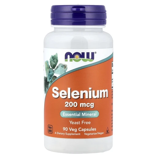NOW Selenium 200 mcg Yeast Free, 90 капсул