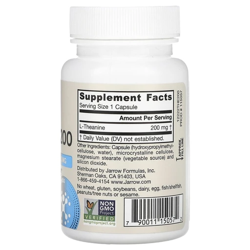 Jarrow Formulas Theanine 200 MG, Теанин 200 мг, (60 капсул) 