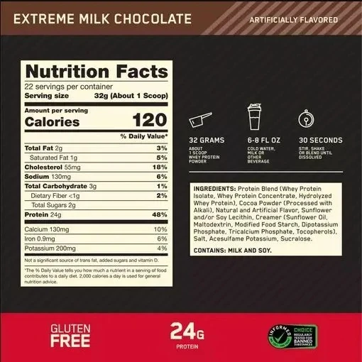 OPTIMUM NUTRITION 100% Whey Gold Standard 907 гр - молочный шоколад 
