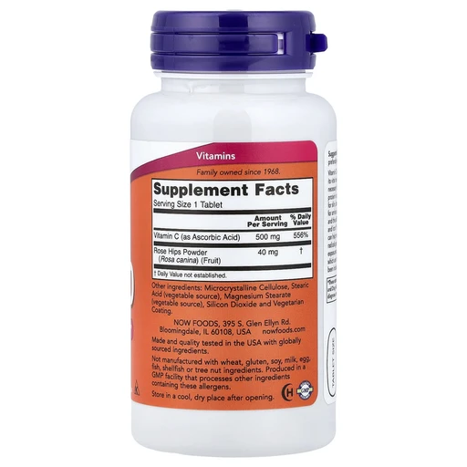 NOW C-500 with Rose Hips, 100 Tablets 