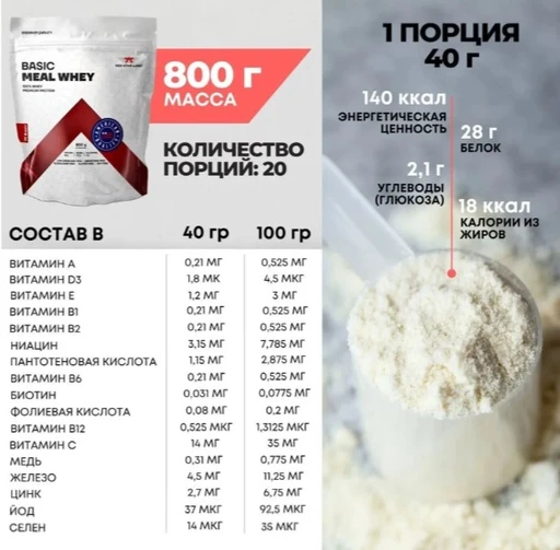 RED STAR LABS Basic Meal Whey 800 г - ваниль 